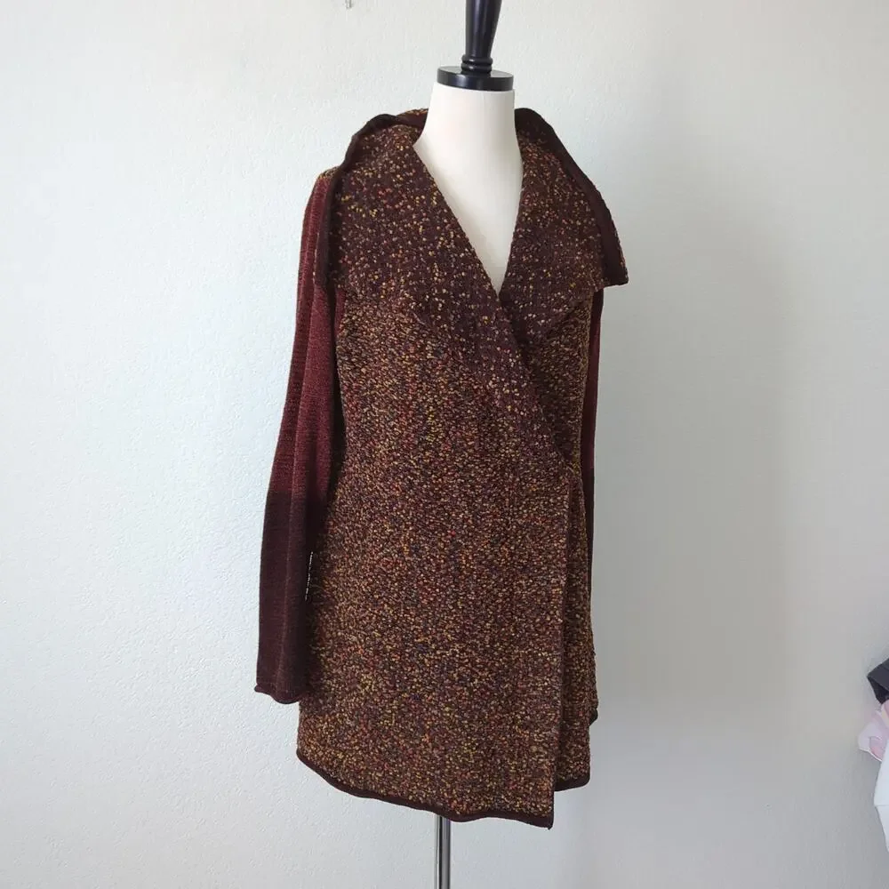 Soft Surroundings Womens Sweater Brown Longline Size Medium Top Neutral Cardigan